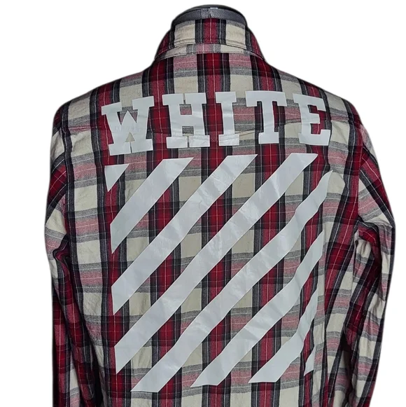 SS15 Off-White | Virgil Abloh | Button Up Flannel | Hazard Paint Logo | Oversize - Picture 5 of 16